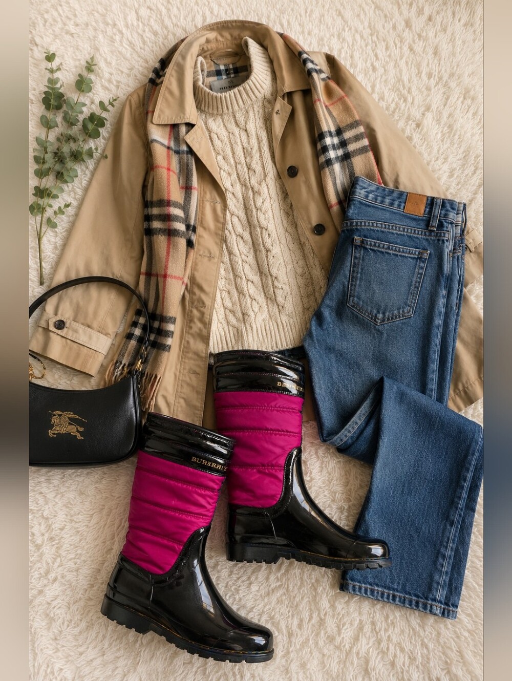 Burberry Quilted Nylon & Rubber Rain Boots